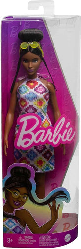 Barbie Fashionistas Doll with Bun And Crochet Halter Dress #210 for Kids Ages 3+ (HJT07)